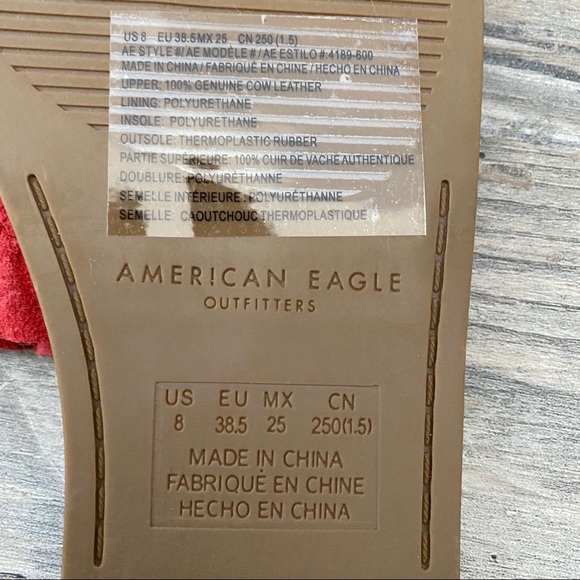 American Eagle Flat Sandals Red Suede two Straps 8 - Picture 5 of 5